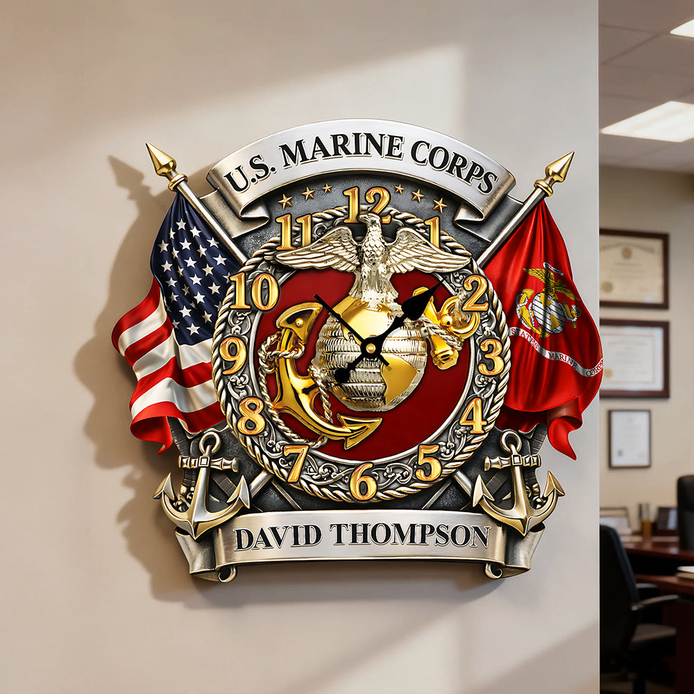 Veteran Wall Clock - Personalized Gifts For Military 1 Layer Acrylic Hanging Wall Clock HUVP030626-Homacus