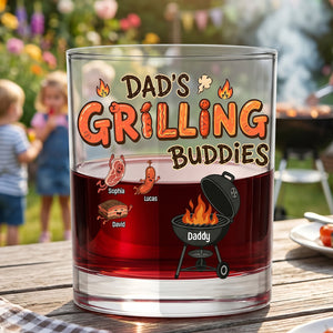 Grilling Buddy Dad And Kids 11oz Round Glass - Personalized Gifts For Father's Day Glass 02QHTN020626-Homacus