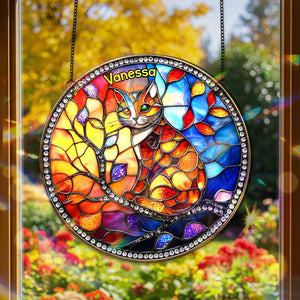 Colorful Cat Stained Glass - Personalized Gifts For Cat Lovers 02humg150825-Homacus