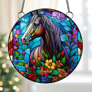 Horse With Flowers Suncatcher - Personalized Gifts For Horse Lover 04ACDT280824-Homacus