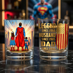Strong Dad and Kids Round Glass - Personalized Gifts For Dad 01naqn140526-Homacus