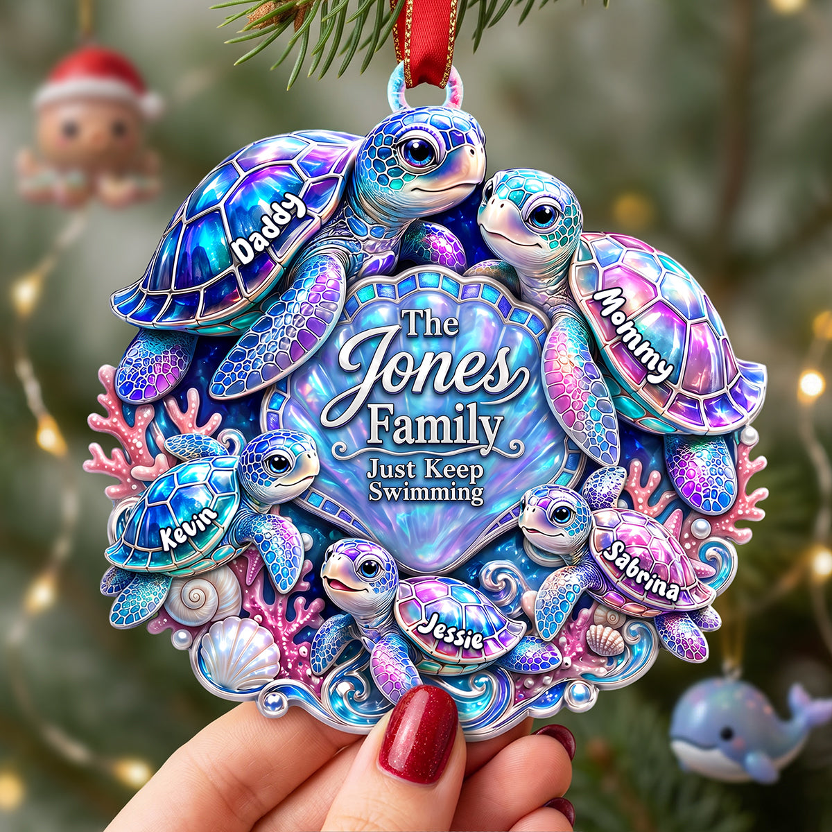Turtle Family Ornament – Personalized Christmas Gifts For Family 03huta270826