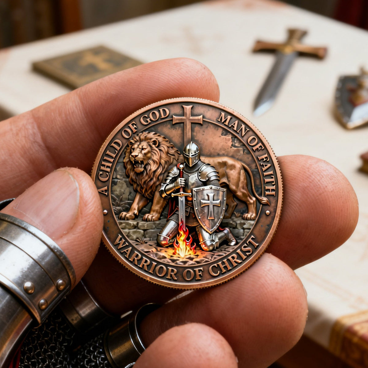 Warrior Of Christ Printed Metal Coin - Gift For Christian 04NALU130226-Homacus