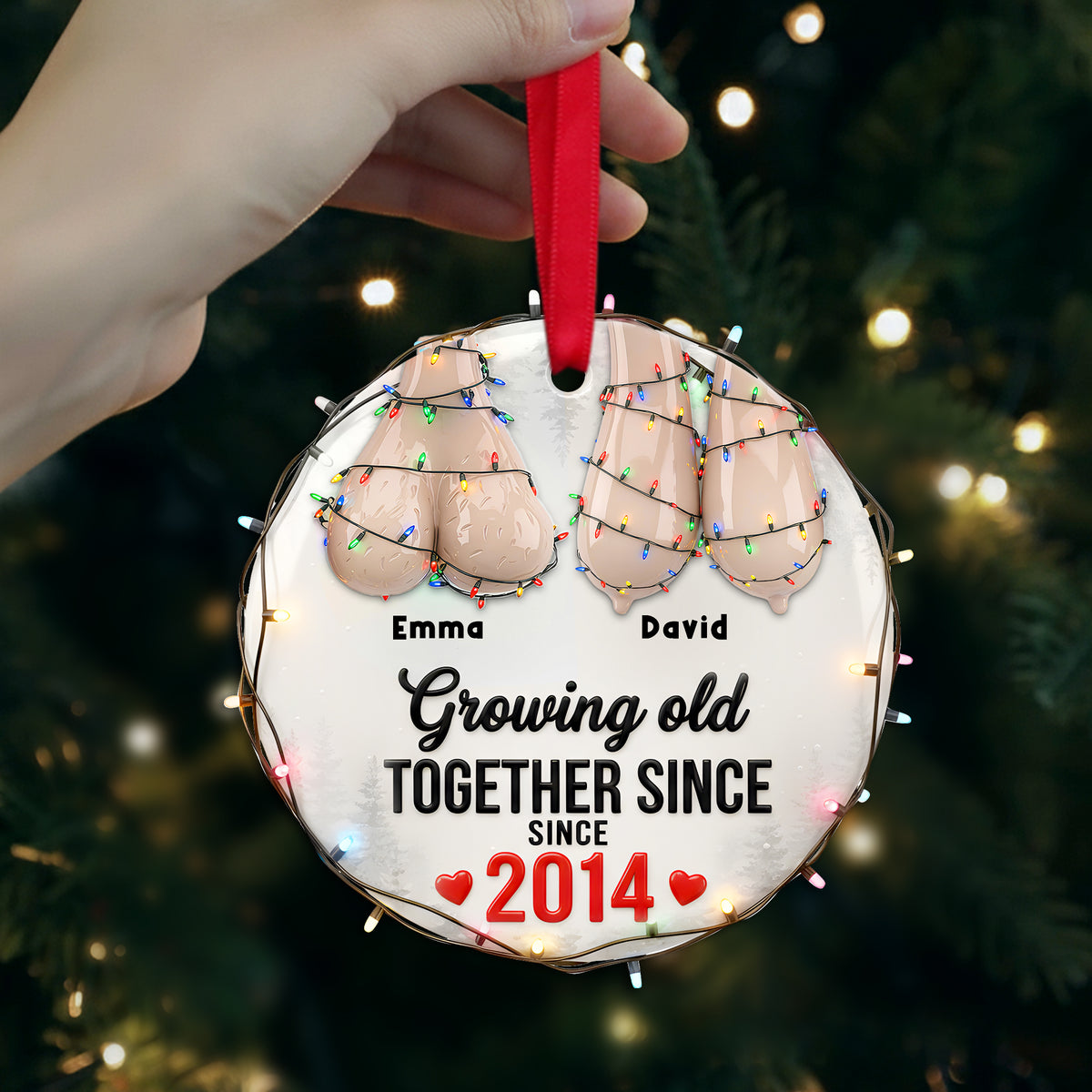 Funny Old Couple Ornament - Personalized Gift For Couple Christmas Ornament 01OHLU251025-Homacus