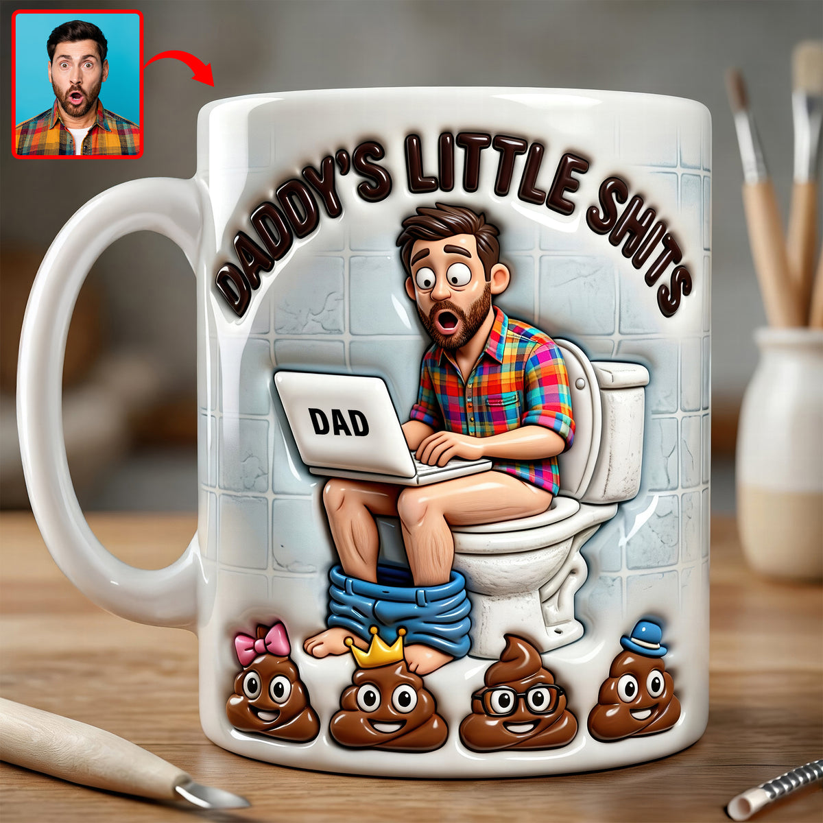 Funny Poop Dad Coffee Mug - Custom Photo Gifts For Father's Day Coffee Mug 04NAQN040326-Homacus