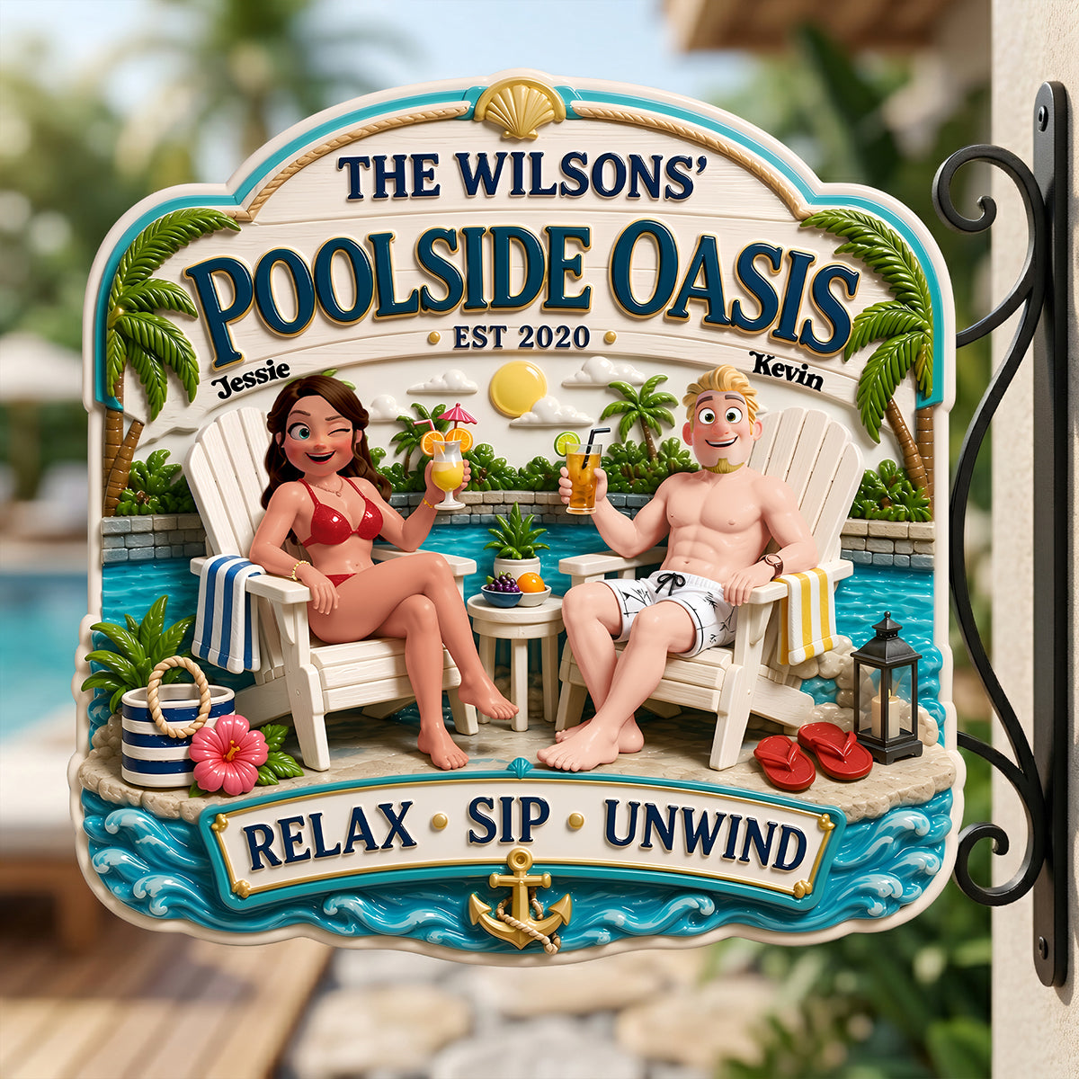 Pool Couple Metal Sign - Personalized Gifts 03tyta180626-Homacus