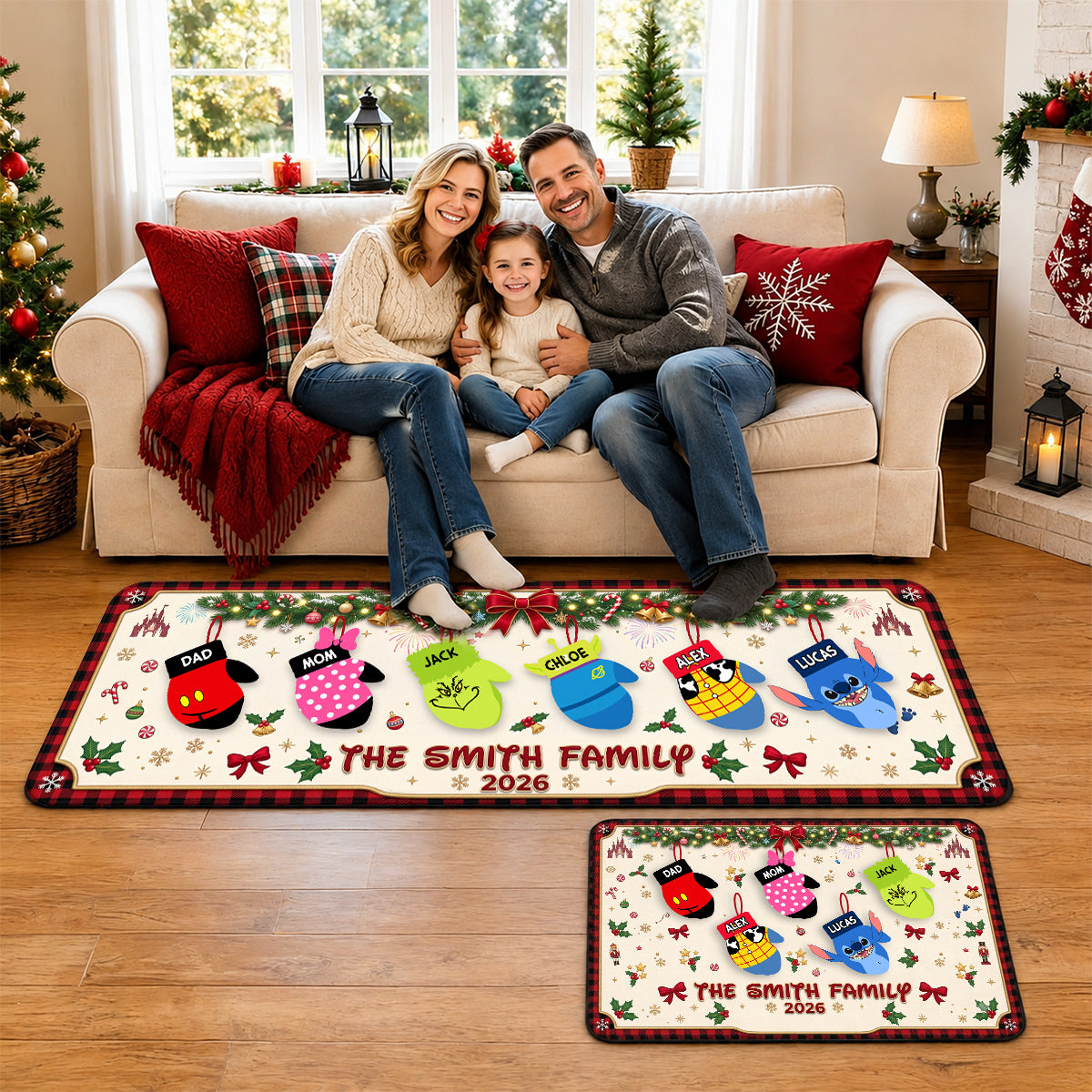 Christmas Glove Family Runner Rug - Personalized Gifts For Family Runner Rug 02NADT260826
