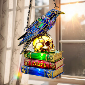 Raven & Skull Suncatcher Ornament Personalized Gifts For Book Lovers 01NADT140825-Homacus