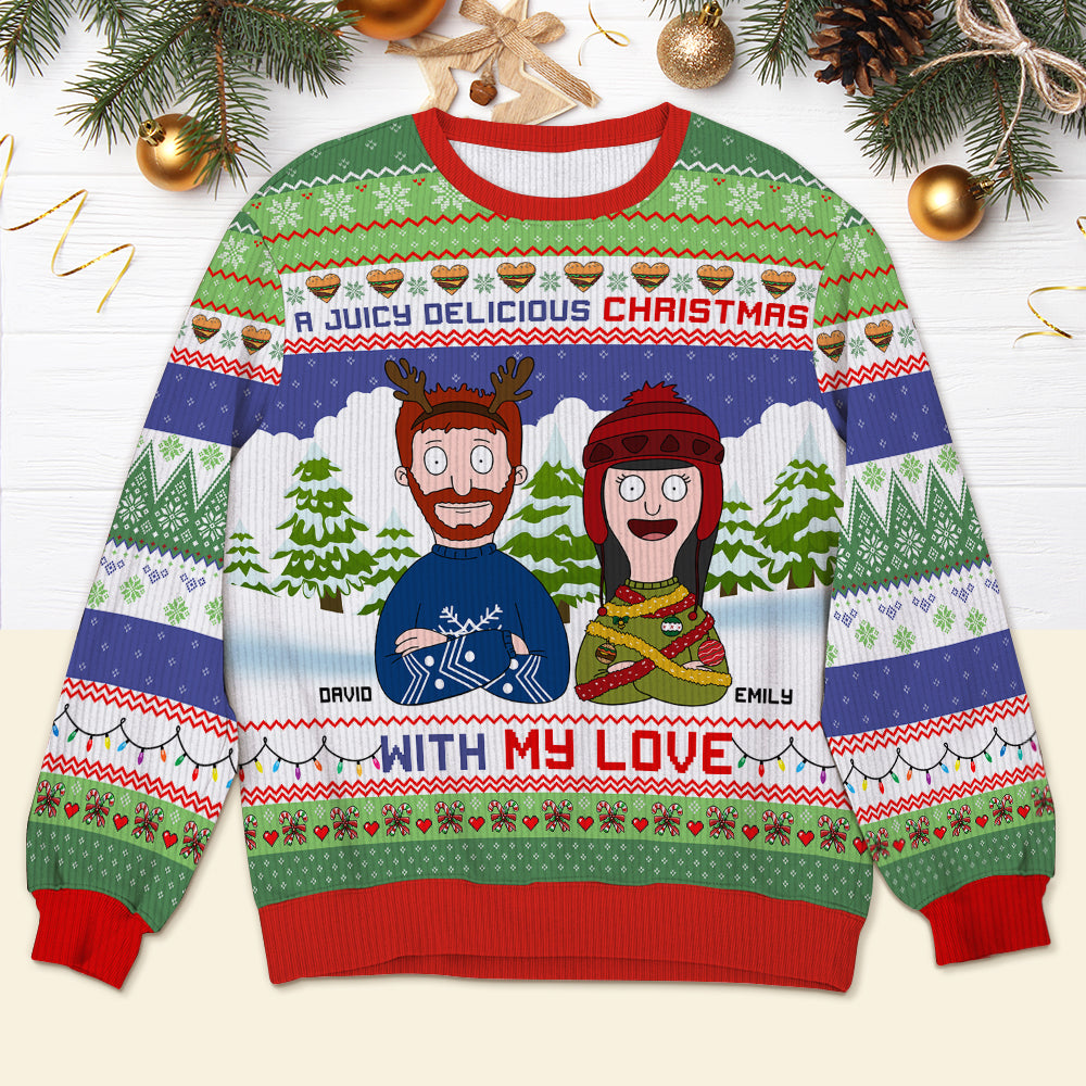 Personalized Gifts For Couple Ugly Sweater, Juicy Delicious Christmas 01tgqn291024hg-Homacus