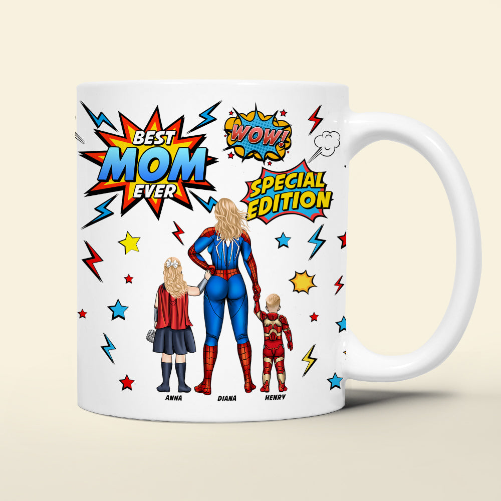Personalized Gifts For Mom Coffee Mug Super Mom And Kids Mother's Day-Homacus