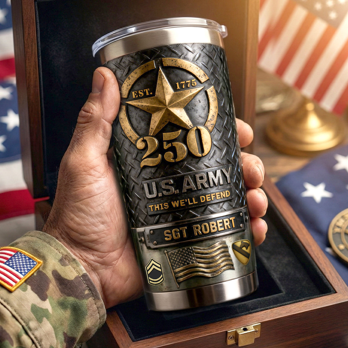 Proud American Veteran Tumbler, Personalized Gifts For Veteran 03qhtn130226-Homacus