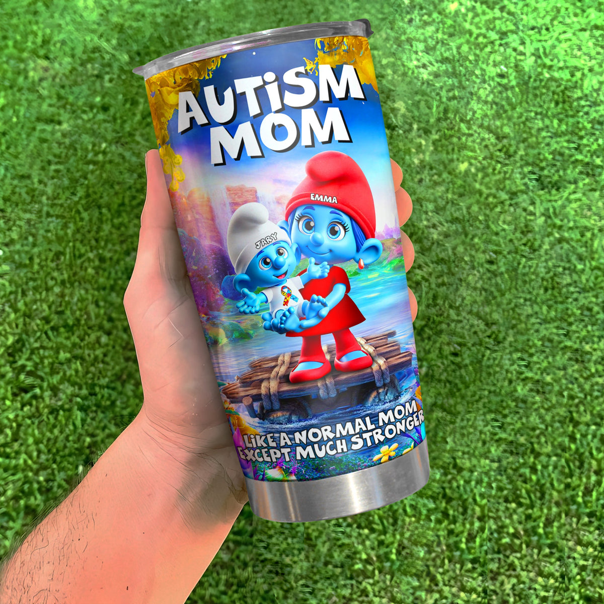Personalized Gifts For Autism Mom Tumbler, Blue Character 02TGLU210225-Homacus