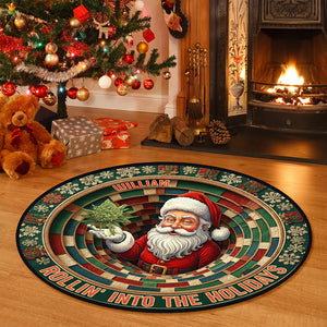Chill Santa Round Rug Personalized Christmas Gifts 02TOQN081025-Homacus