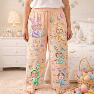 Cute Bunny Grandkids Pajama Pants - Custom Photo Gifts For Grandma 04nalu100326-Homacus