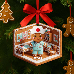 Nurse Gingerbread Christmas Wood Ornament - Personalized Gift For Nurses 06PGLU160825-Homacus