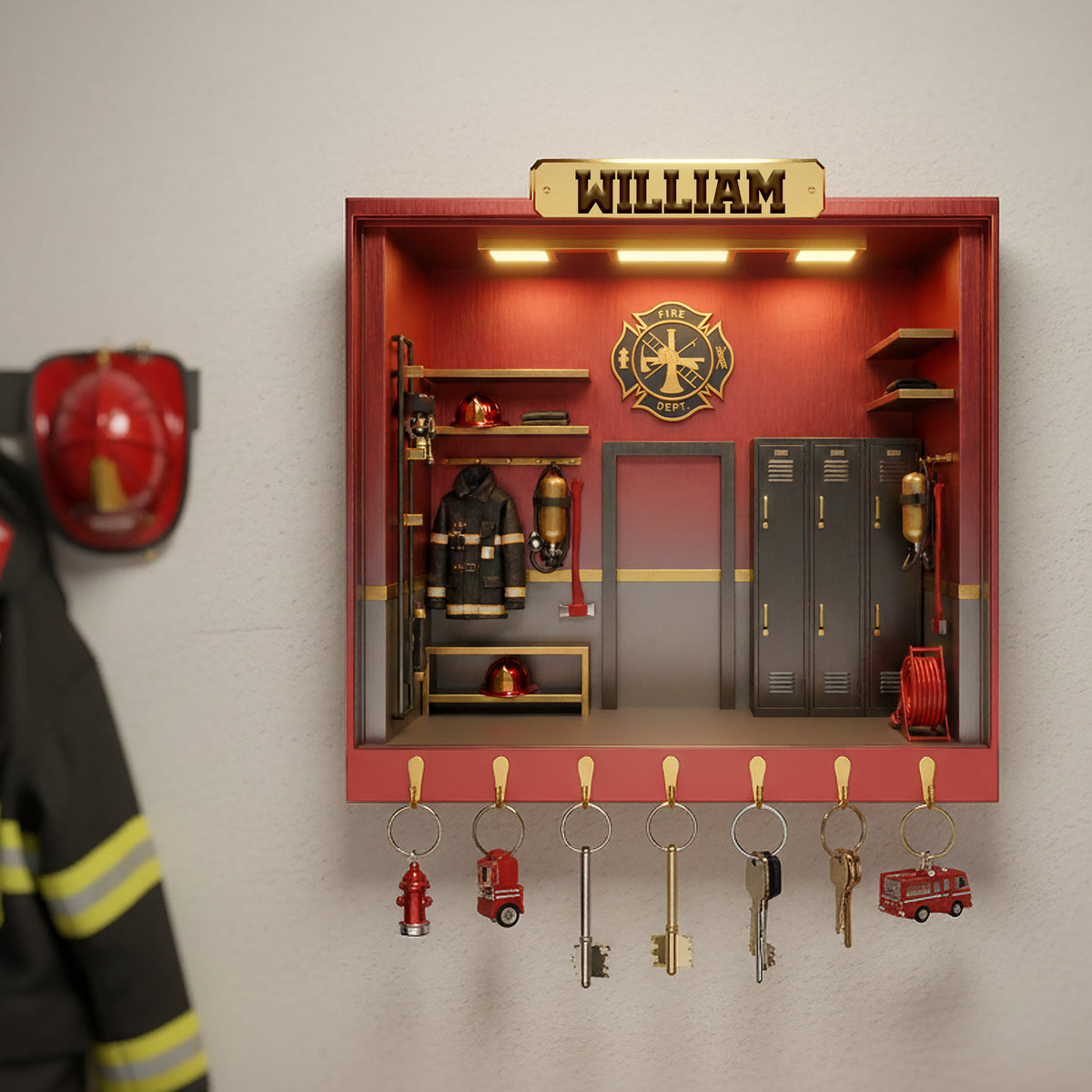 Firefighter Cabinet Wood Key Hanger - Personalized Gifts For Firefighters 03kimg111225-Homacus
