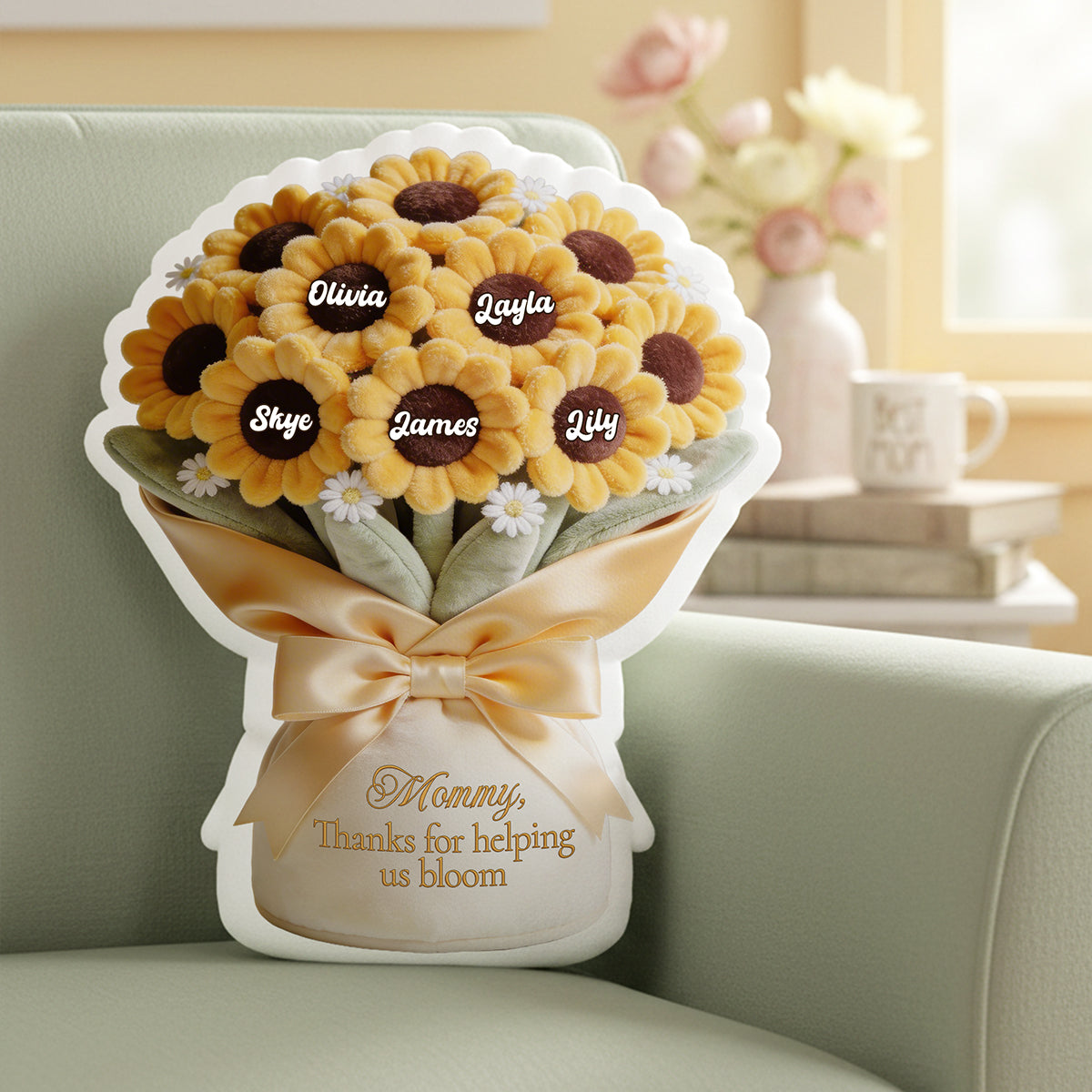 Flower Bouquet Mother's Day Pillow Personalized Gifts For Mom 03PGTA190326