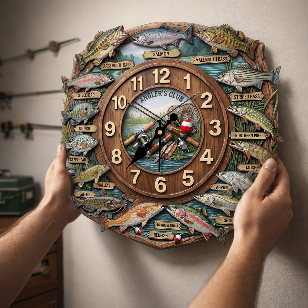 Fishing Lover Clock - Personalized Gifts For Fishing Lover Acrylic Hanging Wall Clock 01HULU250326-Homacus