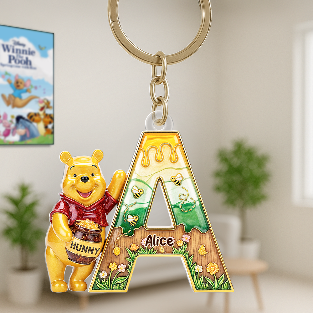 Festive Letter Keychain With Honey Jar – Custom Gift For Cartoon Fans 01napu190625-Homacus