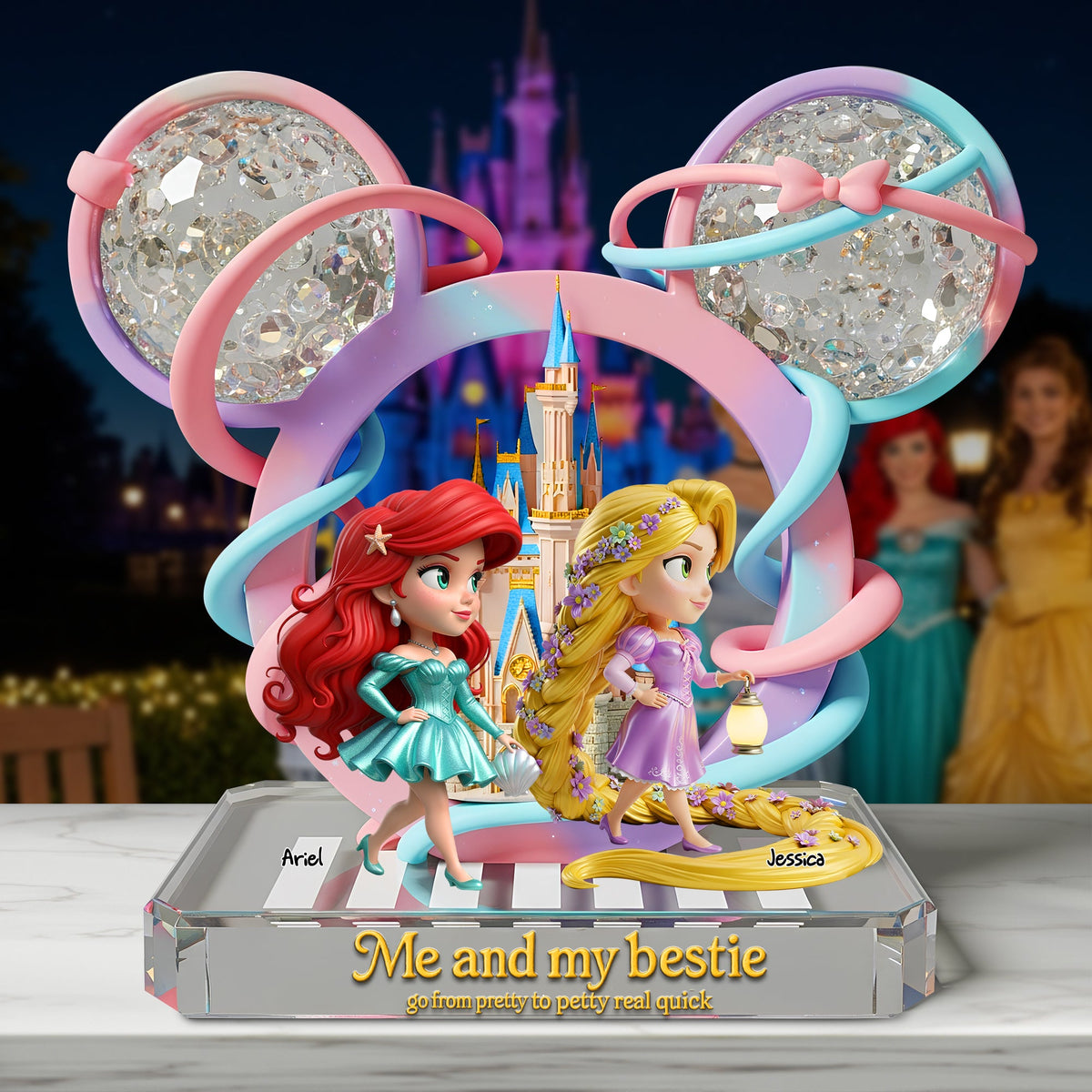 Princess Besties Plaque - Personalized Gifts For Best Friends 01TGLU100625-Homacus