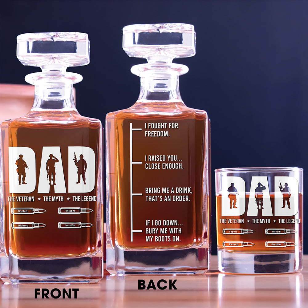Veteran Dad Whiskey Decanter Set - Personalized Gift For Dad 03TOQN220525-Homacus