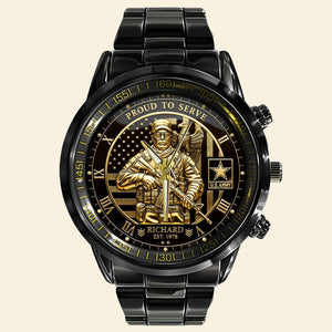 Proud To Serve Stainless Steel Men's Watch - Personalized Gifts For Veteran 01tgqn171225-Homacus