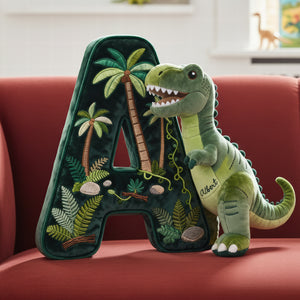 Alphabet Initial T-Rex Custom Shape Pillow - Personalized Gifts For Kids 01pgqn101225-Homacus