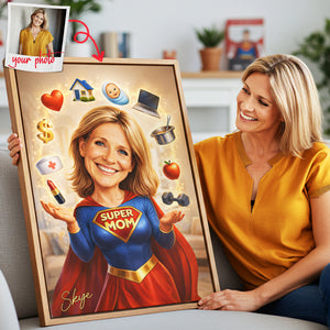 Powerful Mom Poster - Custom Photo Mom Portrait Gift for Mother’s Day Canvas Print 01HUTA250226-Homacus