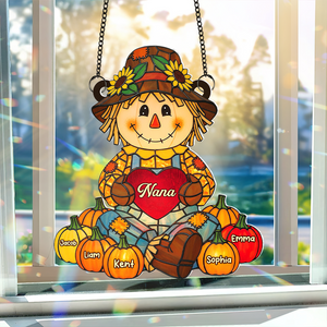 Autumn Scarecrow Grandma Suncatcher - Personalized Gifts For Grandma 06NAPU150725-Homacus