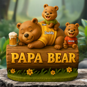 Papa Bear Plaque - Personalized Gifts For Dad 03topu030525-Homacus