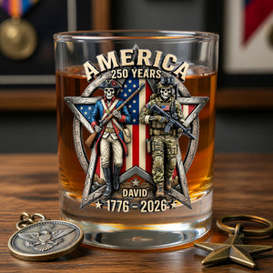 Fierce American Veteran Celebrated America 250th Anniversary Drinking Glass - Personalized Gifts For Veterans 01toqn080626-Homacus