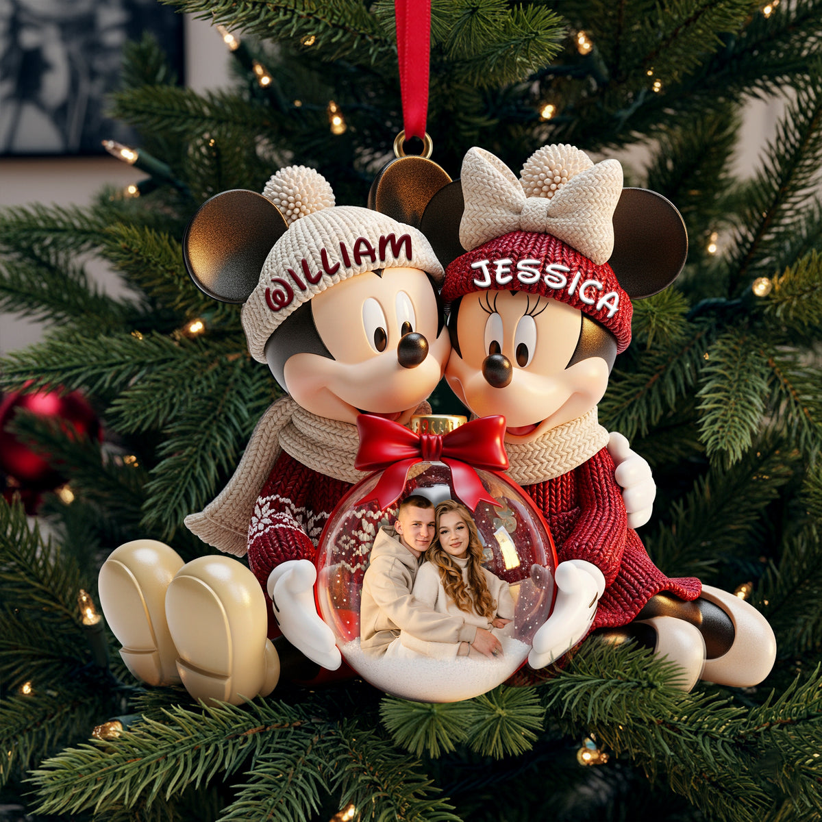 Snowy Embrace Couple Ornament - Personalized Custom Photo Gift For Couples 04PGLU031125-Homacus