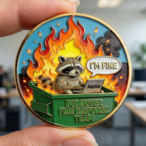 Funny Raccoon Dumpster Printed Metal Coin - Personalized Gifts For Office Workers 05naqn030326-Homacus