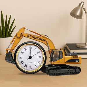 Excavator Desk Clock Plaque - Personalized Gifts For Operator 02ohtn040625-Homacus
