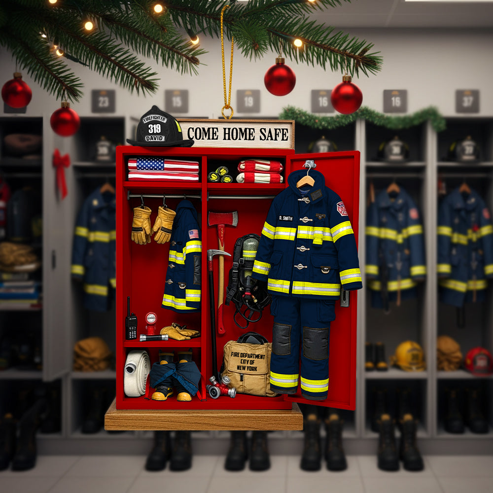 Firefighter Locker Acrylic Ornament, Personalized Christmas Gifts For Firefighter 06qhtn040625-Homacus