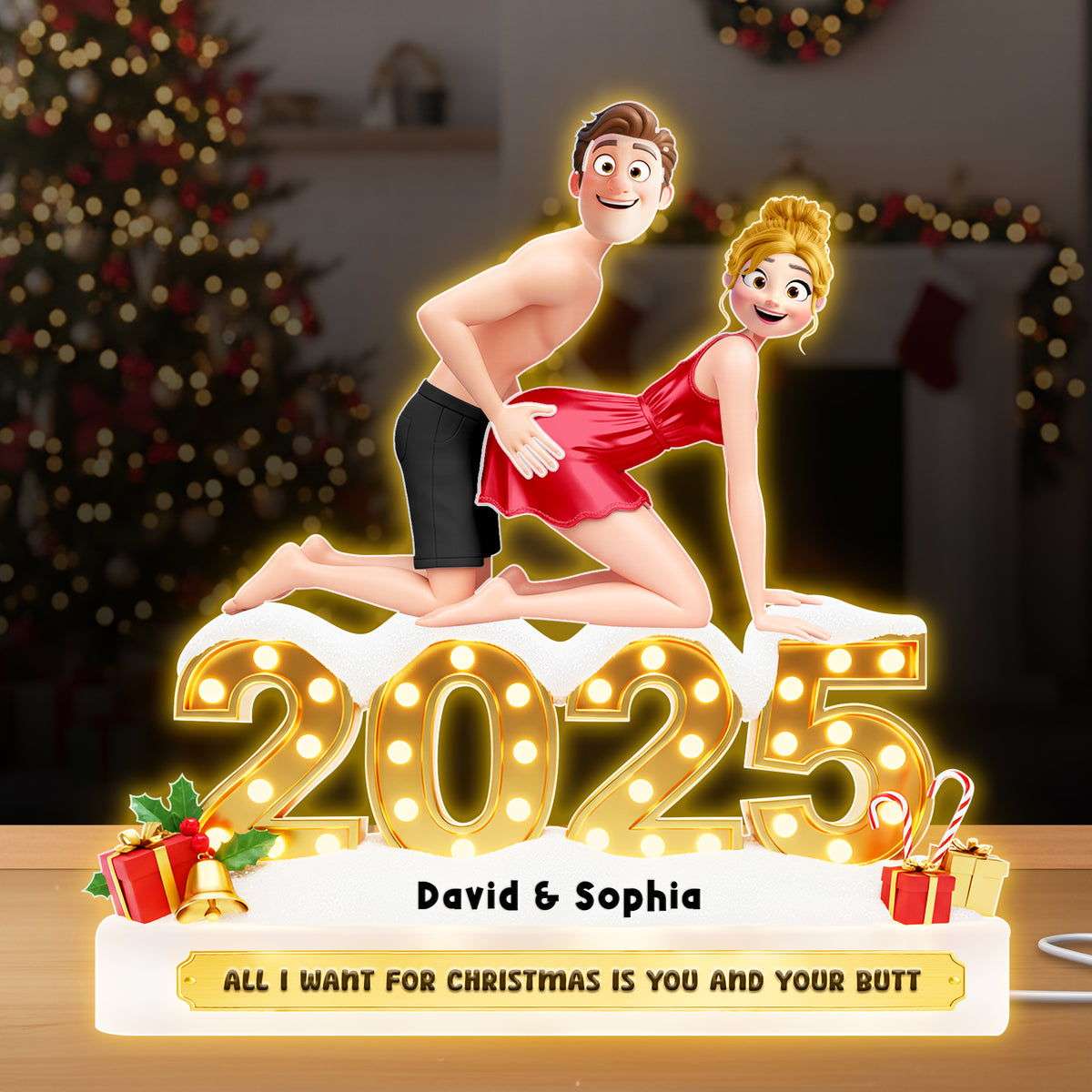 Naughty Couple Christmas Acrylic Light Box 05ohlu301025 - Personalized Gifts For Couple-Homacus
