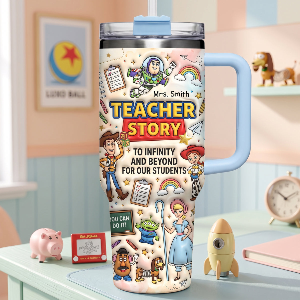 Devoted Teacher 40oz Tumbler With Handle - Personalized Gifts For Teachers 02QHLU220726-Homacus
