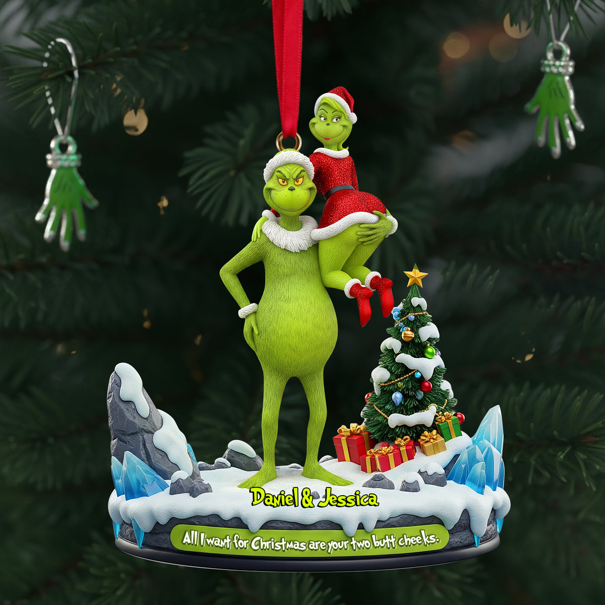 Hugging Green Monster Couple Ornament - Personalized Christmas Gift For Couples 01OHLU180925-Homacus