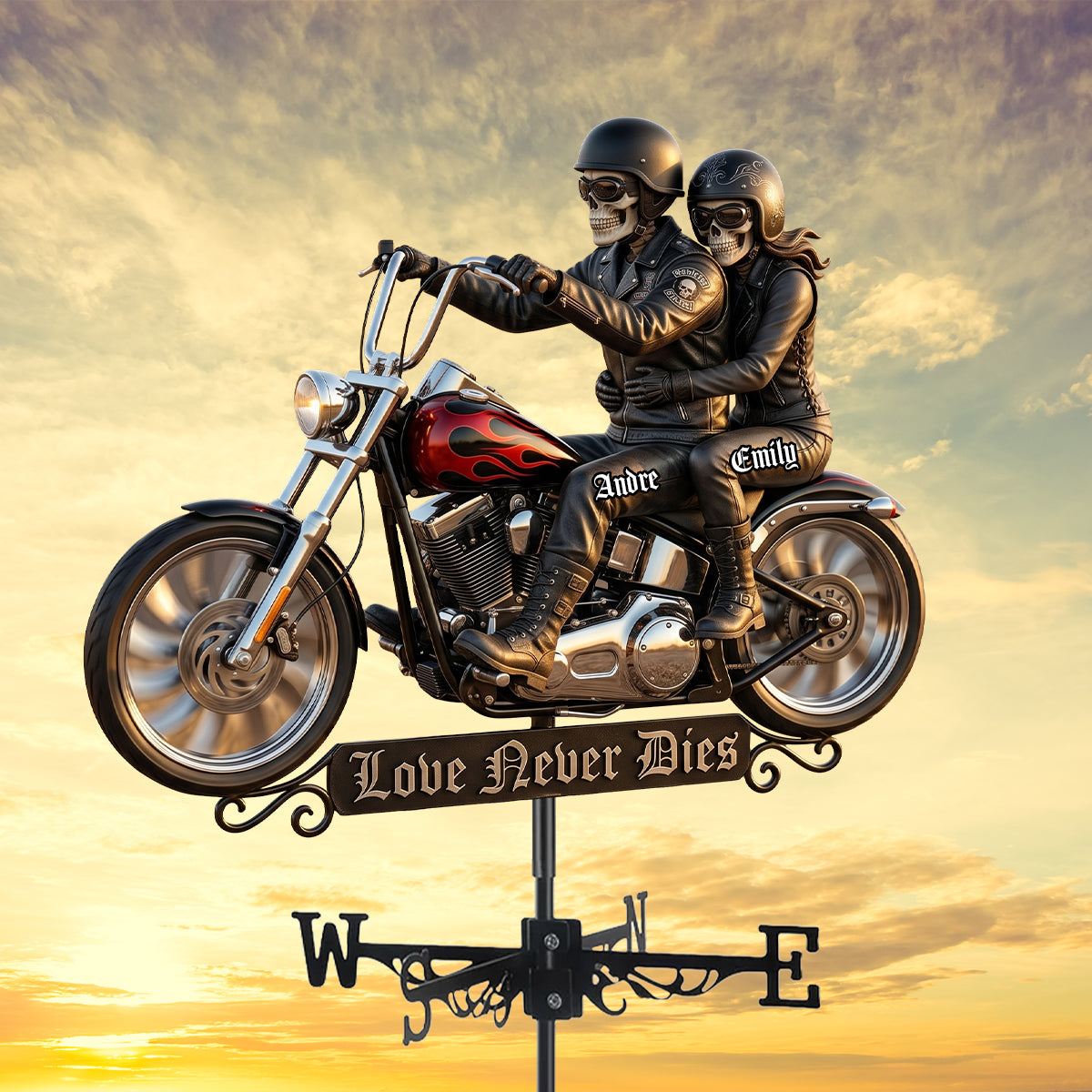 Skeleton Biker Weather Vane - Personalized Gifts For Couple 01nadh280526-Homacus