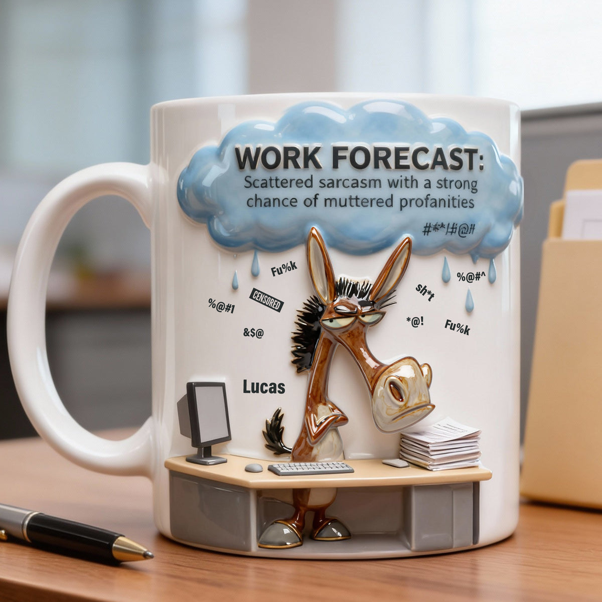 Attitude Donkey Office Worker Work Forecast, Personalized Gifts For Coworker 05qhtn230126-Homacus