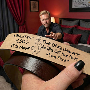 Cheeky Couple Secret Message Men's Belt - Personalized Gift For Him 01HULU270126-Homacus