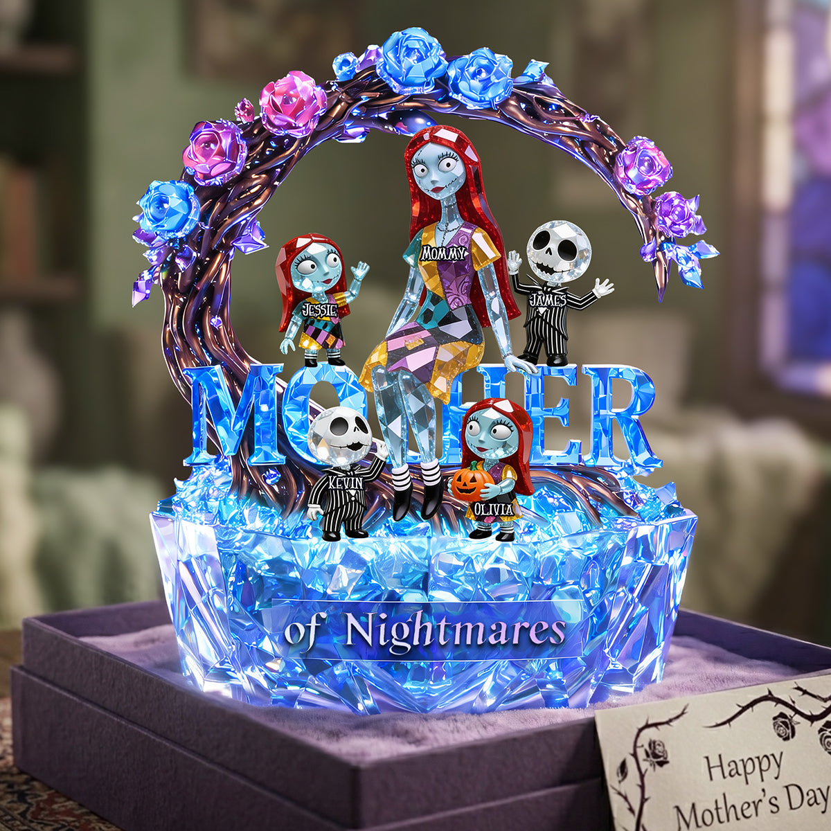 Spooky Mom And Kids Acrylic Plaque - Personalized Gifts For Mother's Day Plaque 03TOTA010426-Homacus