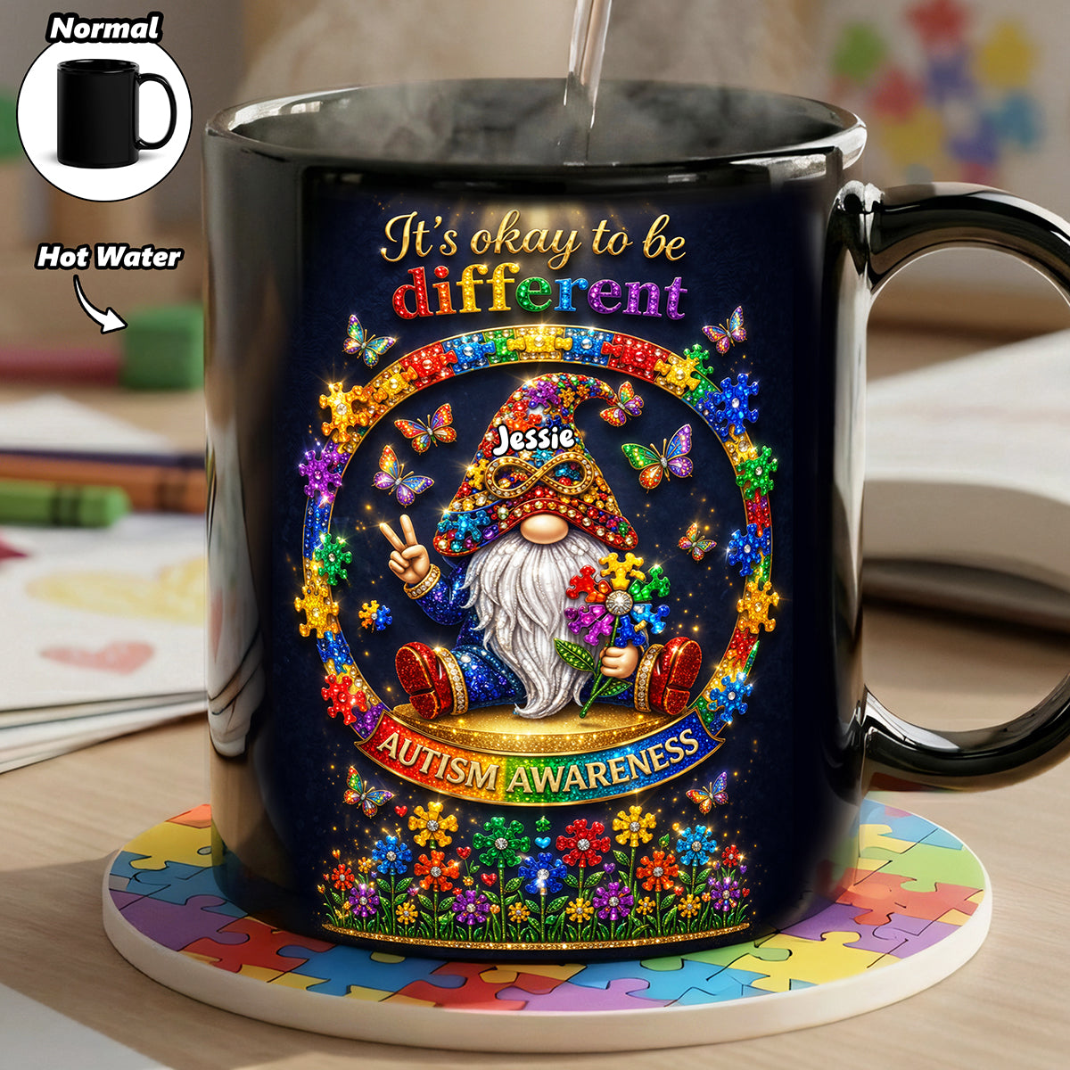 Gnome Puzzle Magic Coffee Mug - Personalized Gift for Autistic 01TOTA020426-Homacus