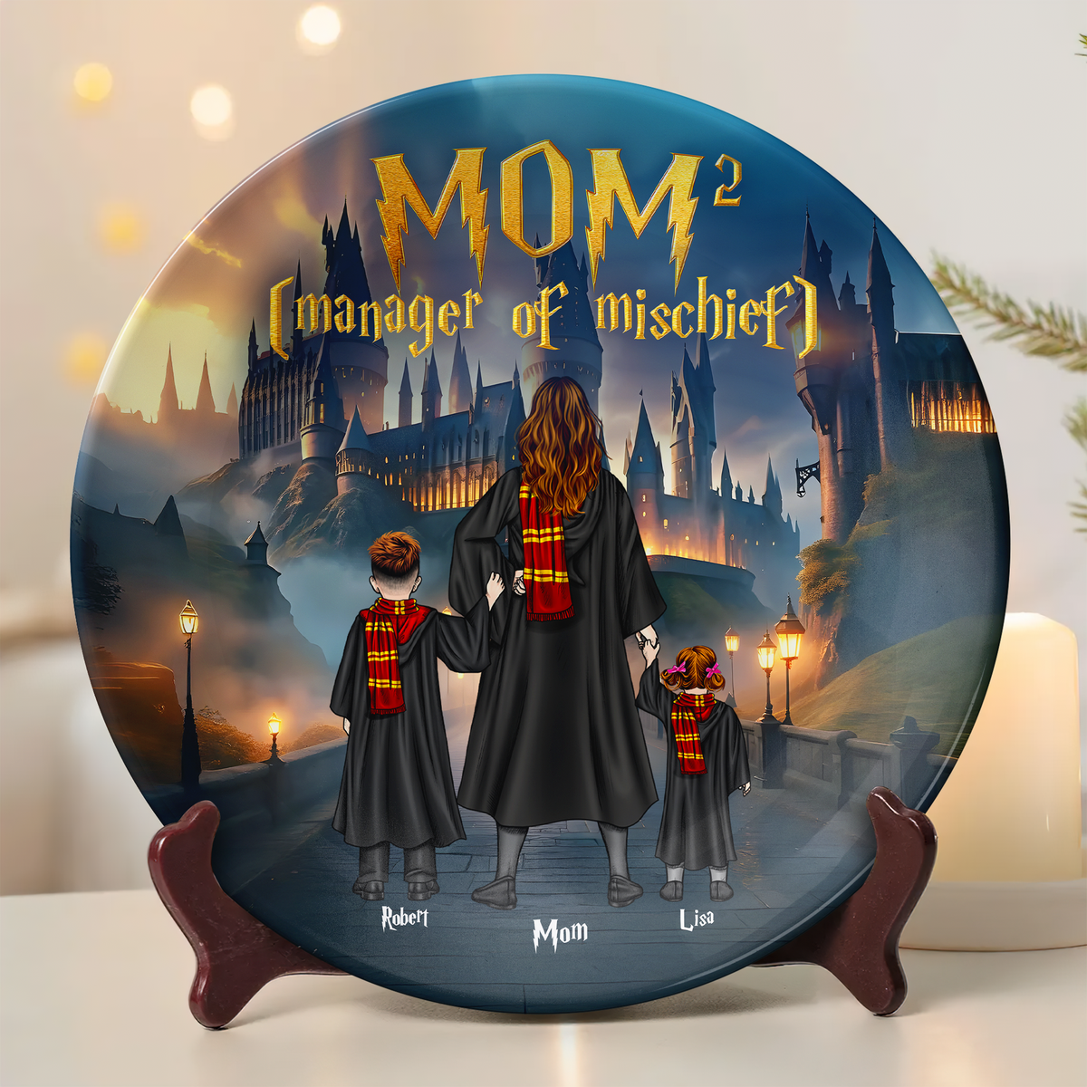 Personalized Decor Gifts For Mom Ceramic Round Plate 02ohpu080425tm-Homacus