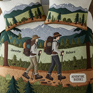 Hiking Buddies Quilt Bed Set, Personalized Gifts For Hiking Couple 03qhqn180725-Homacus