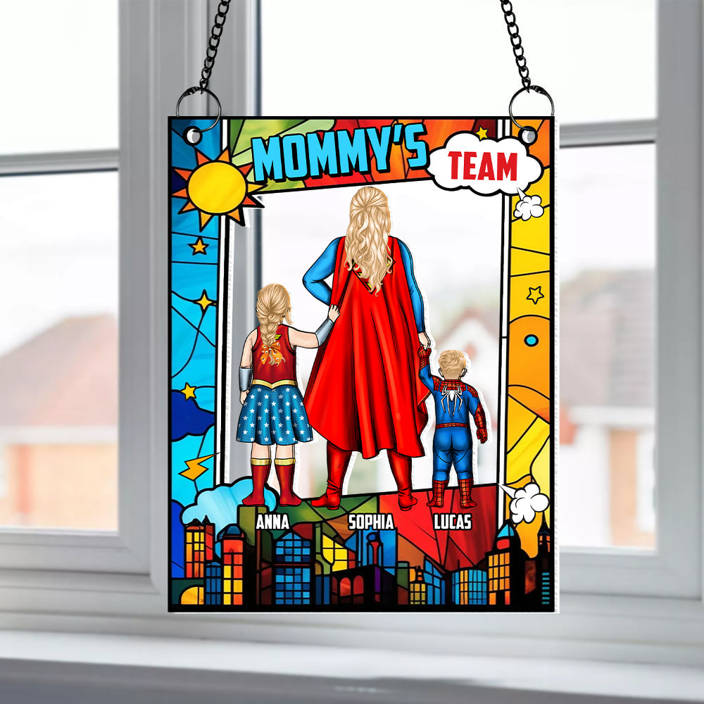 Personalized Gifts For Mom Suncatcher Ornament 03qhtn260225pa Mommy's Team-Homacus