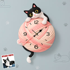 Cute Cat Custom Photo Acrylic Hanging Wall Clock - Gifts For Cat Lovers 04hudt271225-Homacus