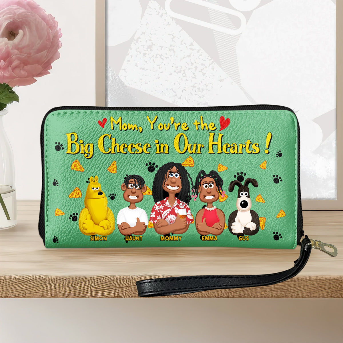 Personalized Gift For Mom Twill Faux Leather Wallet, Big Cheese In Our Heart 01XQLU070325PA-Homacus