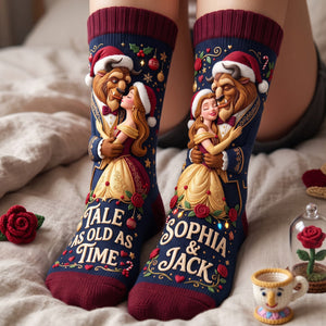 Fairytale Couple Middle Tube Socks - Personalized Gifts For Couples 01TYTA170926-Homacus