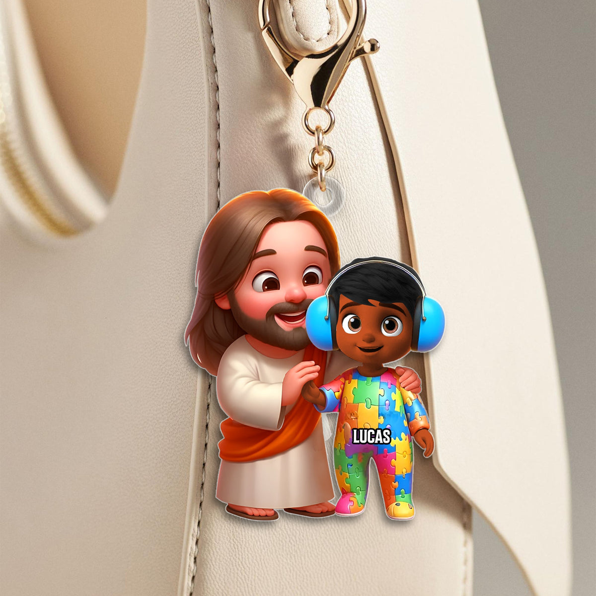 Personalized Gifts For Autism Kid Keychain, God Protect Him/ Her In His Arms 02qhtn050325-Homacus